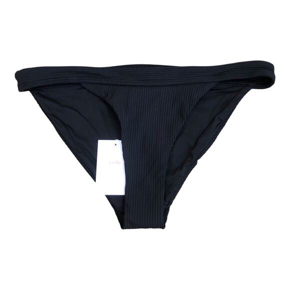 Andie NWT The Bold Banded Cheeky Rib Flattering Bikini Bottom Black Medium - Picture 3 of 16